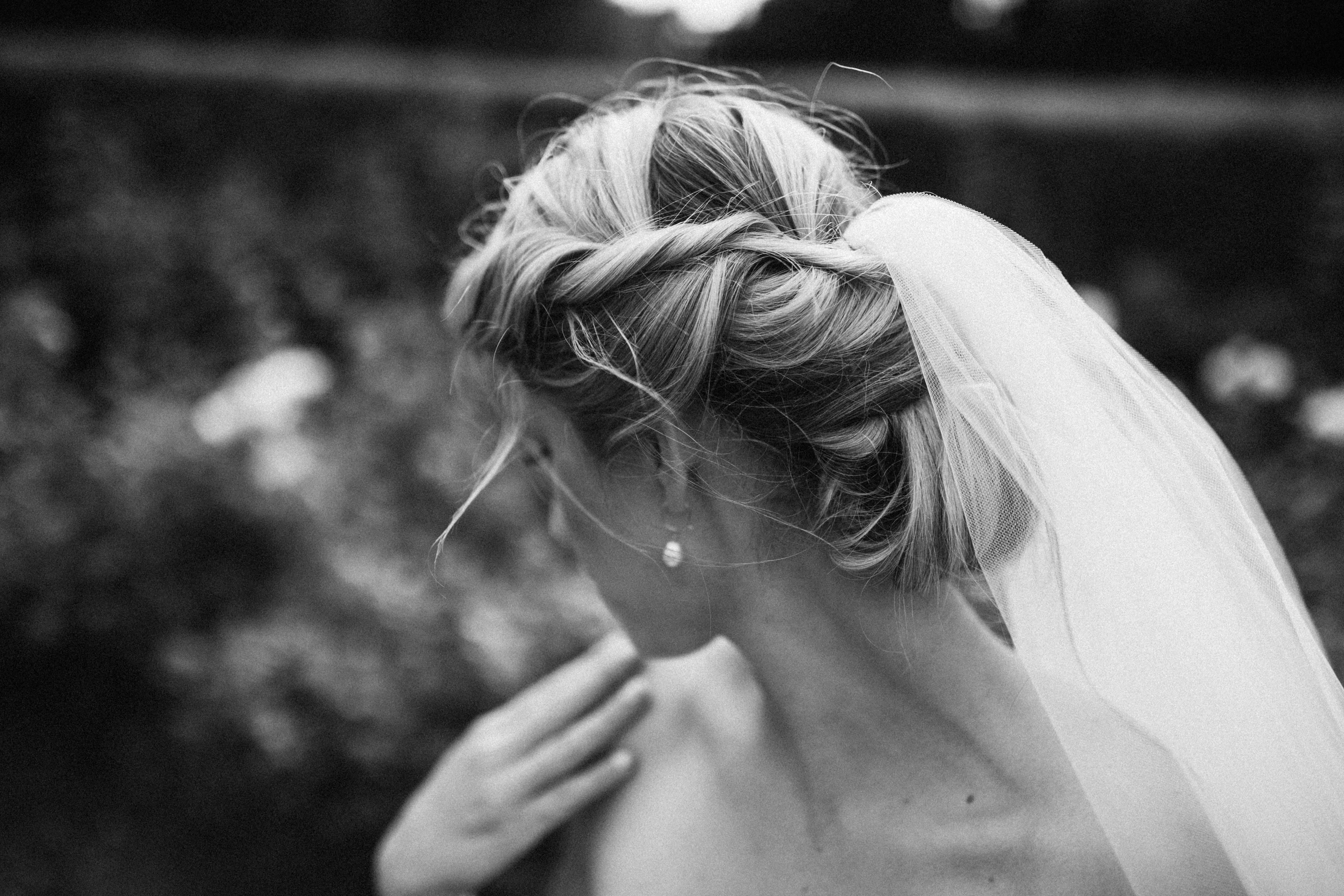 Bridal updo with veil